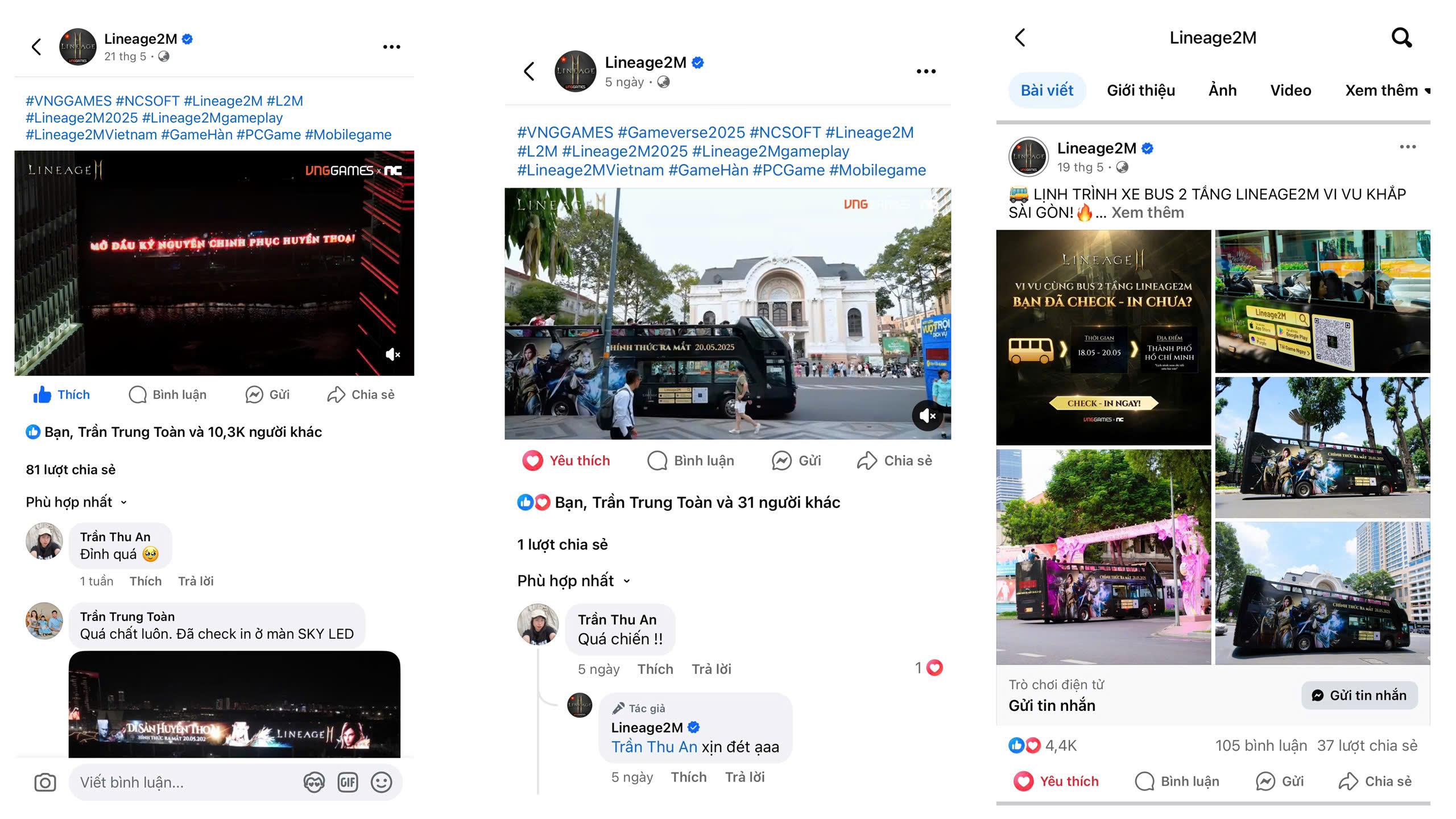 Lượt tương tác qua Facebook Lineage2M